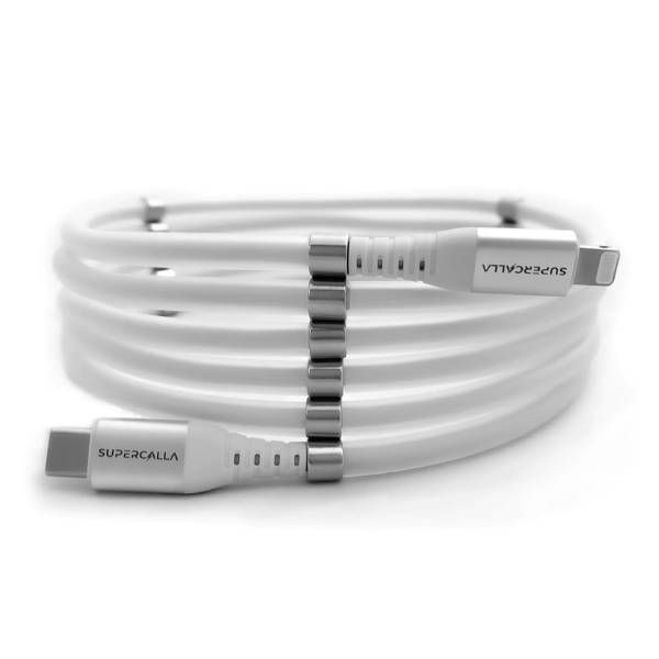 SuperCalla Magnetic USB-C to Lightning Cable 2M (White)