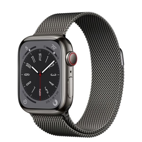 Apple Watch Series 8 GPS + Cellular 41mm Graphite Stainless Steel Case With Graphite Milanese Loop
