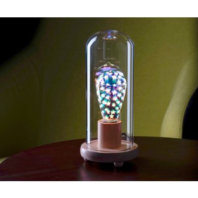 Momax Smart Fancy IoT LED Bulb (Star) +Momax Wooden Lamp Stand with Glass Cover (Dome)