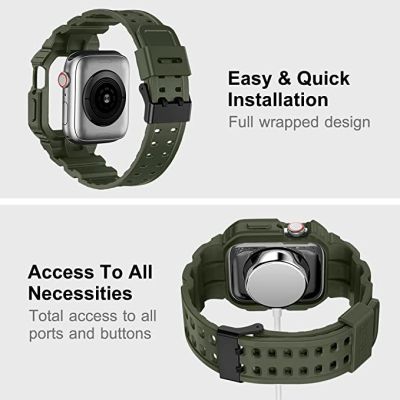 Amband Band with Case for Series 7 (45mm) and Series 6/SE/5/4 (44mm) Series 3 (42mm)-Green