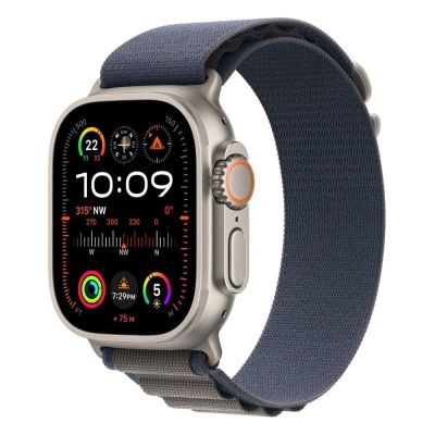 Apple Watch Series 9  Ultra 2 GPS + Cellular, 49mm Titanium Case with Blue Alpine Loop - Large