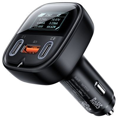 AceFast B5 101W (2C+A) Metal Car Charger With Oled Smart Display Black