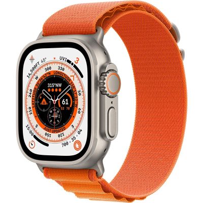 Apple Watch Ultra GPS + Cellular, 49mm Titanium Case with Orange Alpine Loop -Â Medium