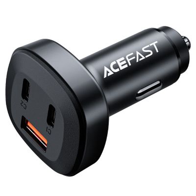 AceFast B3 66W(USB-C+USB-C+USB-A) Three-Port Metal Car Charger Black