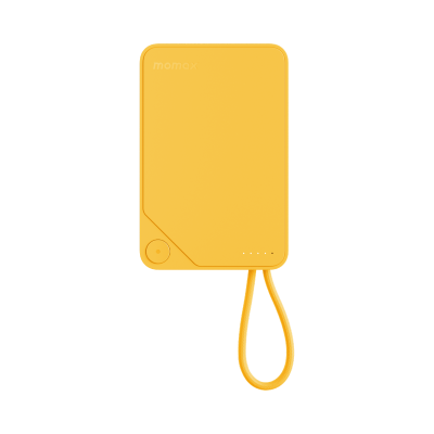 Momax 1-Power X Battery Pack (10000mAh) with Built-in USB-C Cable (Yellow)