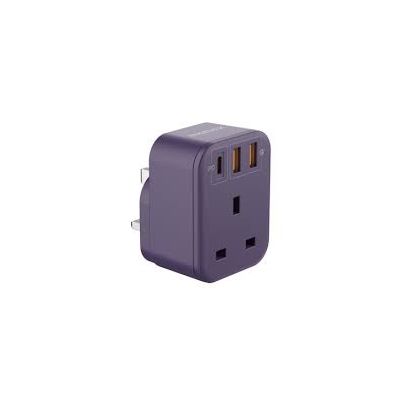 Momax ONEPLUG 1-Outlet Extension Socket With USB (Deep Purple)