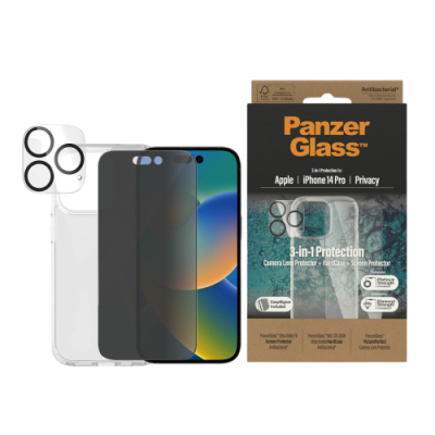 PanzerGlass Screen Protector + Case + Camera Protector iPhone 14 Pro Privacy