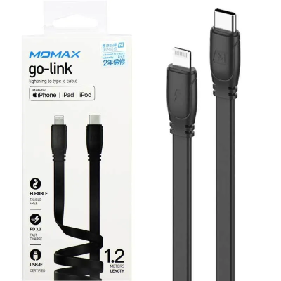 Momax Go-Link Lightning to Type C Cable 1.2M Black