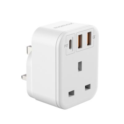 Momax ONEPLUG 1-Outlet Extension Socket With USB (White)
