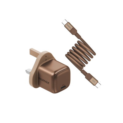 MOMAX BUNDLE SET (  1-Charge 30W 1-Port GaN Charger+ Mag.Link 60W USB -C to USB -C Magnetic Cable ) )