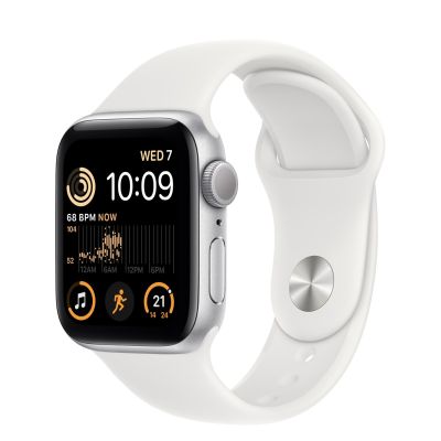 Apple Watch SE GPS + Cellular, 40mm Silver Aluminium Case With White Sport Band - Regular