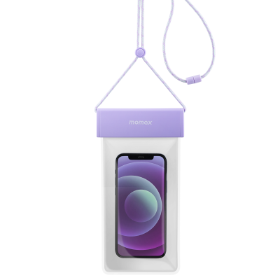 Momax Waterproof Pouch With Universal Neck Strap Purple