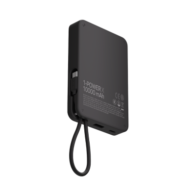 Momax 1-Power X Battery Pack (10000mAh) with Built-in USB-C Cable (Black)