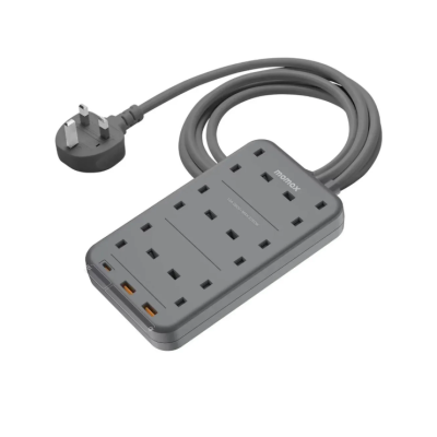 Momax ONEPLUG 6-Outlet Power Strip With USB Power Strip - Black