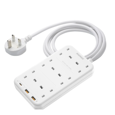 Momax ONEPLUG 6-Outlet Power Strip With USB Power Strip | US12UK