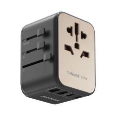 Momax1-World pd 35w 5 ports + ac travel adapter Titanium