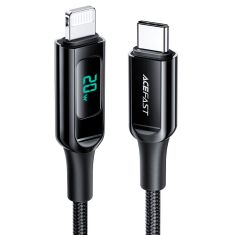 AceFast C6-01 USB-C To Lightning Zinc Alloy Digital Display Braided Charging Data Cable Black