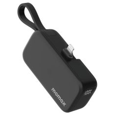 Momax 1-Power Mini 5000mAh Bulit-in foldable lightning Battery pack (Black)
