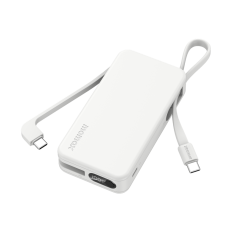 Momax 1-Power Vital+ 10000mAh Battery Pack with Dual Built-in USB-C Cable (White)