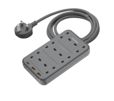 Momax ONEPLUG 6-Outlet Power Strip With USB Power Strip - Black