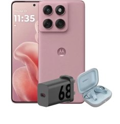 Motorola Moto Edge 60 Fusion 5G Phone, 12+ 256GB DUAL SIM NFC - PANTONE Zephyr (pink) + Gift Bundle