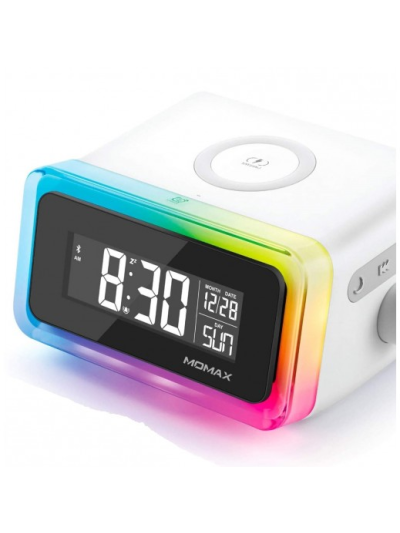 Momax Q.Clock2 Digital Clock With Wireless Charger White