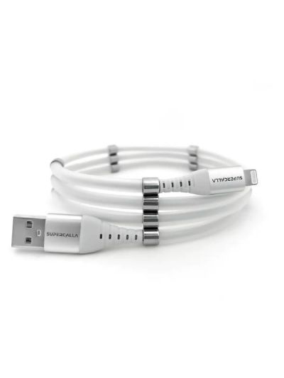 SuperCalla Magnetic USB-A to Lightning Cable 1M (White)