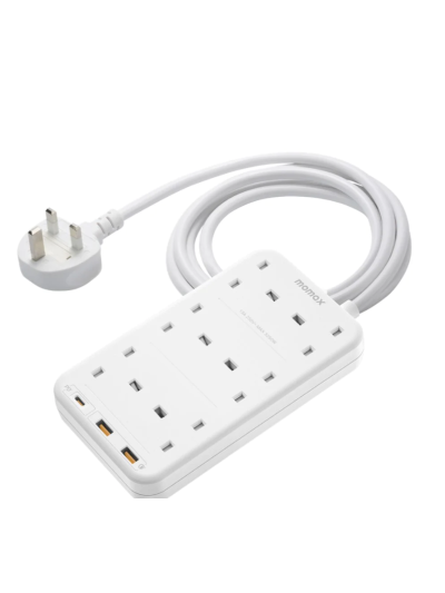 Momax ONEPLUG 6-Outlet Power Strip With USB Power Strip | US12UK