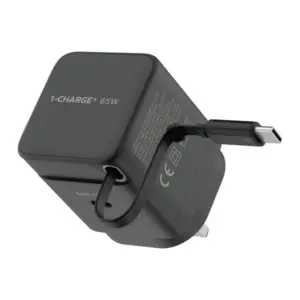Momax 1-Charge+ 1-Port GaN 65W charger with Retractable USB-C Cable (Black)