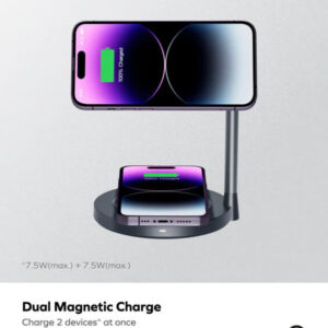 Momax Q.Mag Dual 2 Dual Magnetic Wireless Charging Stand Transpernt - Image 2