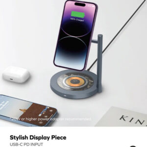 Momax Q.Mag Dual 2 Dual Magnetic Wireless Charging Stand Transpernt - Image 3