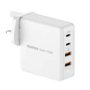 Momax ONE PLUG 100W 4-Port GaN Charger (AU/EU/UK) (White) - Image 1