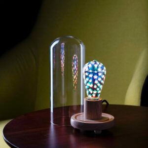 Momax Smart Fancy IoT LED Bulb (Star) + Momax Wooden Lamp Stand with Glass Cover (Dome) - Image 5