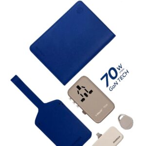 MOMAX TRAVEL SET (Travel Adapter 70W With Cable Built in Type-C +Type-C + 3-in 1 Mini Battery Pack + Pinpop + Passport Cover) - Image 3