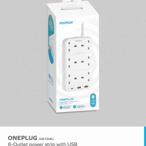 Momax ONEPLUG 6-Outlet Power Strip With USB Power Strip - White - Image 3