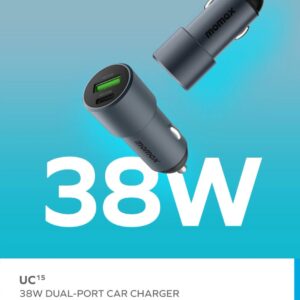Momax 38W Dual-Port Car Charger Grey - Image 2
