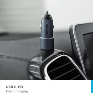 Momax 38W Dual-Port Car Charger Grey - Image 3