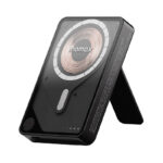 Momax 1-Power X Pro+ Magnetic Wireless Battery Pack (10000mAh) with Stand and Built-in USB-C Cable (Black)