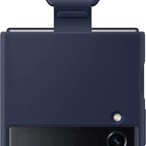 Samsung Galaxy Flip 4 Silicone Cover with Ring Navy - Image 1