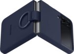 Samsung Galaxy Flip 4 Silicone Cover with Ring Navy - Image 3