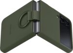 Samsung Galaxy Flip 4 Silicone Cover With Ring Khaki - Image 4