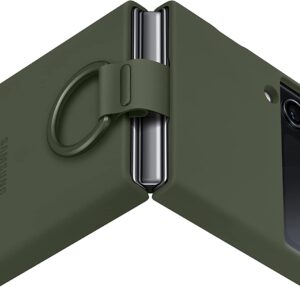Samsung Galaxy Flip 4 Silicone Cover With Ring Khaki - Image 4