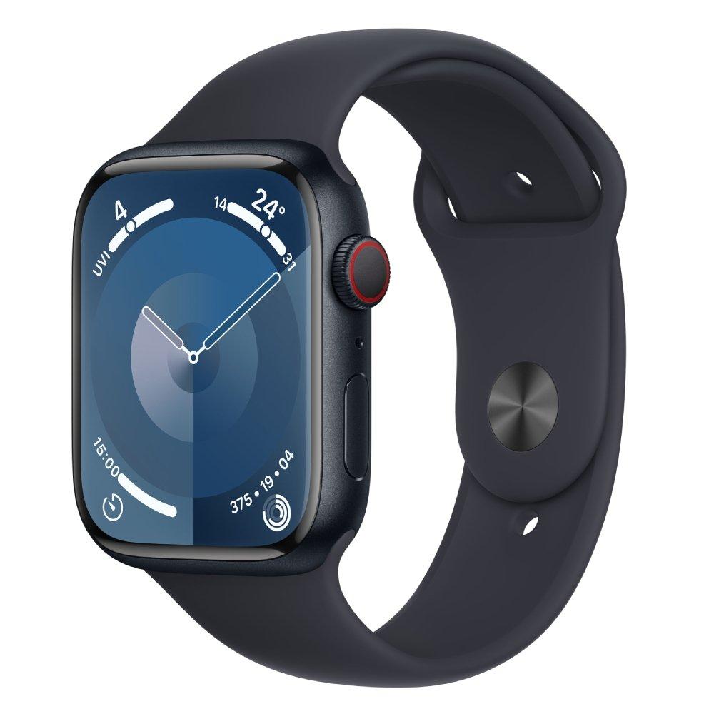 Apple Watch Series 9 GPS + Cellular 45mm Midnight Aluminium Case with Midnight Sport Band - M/L