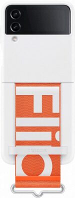 Samsung Galaxy Flip 4 Silicone Cover With Strap White - Image 3