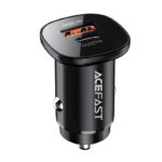 AceFast mini 38W(USB-C+USB-A) dual-port metal car charger BLACK