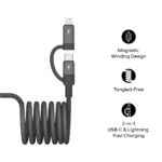 Momax Mag.link USB-C to C & Lightning Magnetic Cable 1m (Black) - Image 7