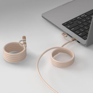 Momax Mag.link USB-C to C & Lightning Magnetic Cable 1m (Desert Titanium) - Image 7