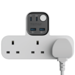 Momax 1-Charge Work Flow T-shaped Extention 3 Socket with USB (White) - Image 2