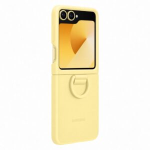 Samsung glaxy flip 6 Silicone Case with Ring Yellow - Image 3