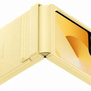 Samsung glaxy flip 6 Flap Vegan Leather Case Yellow - Image 2